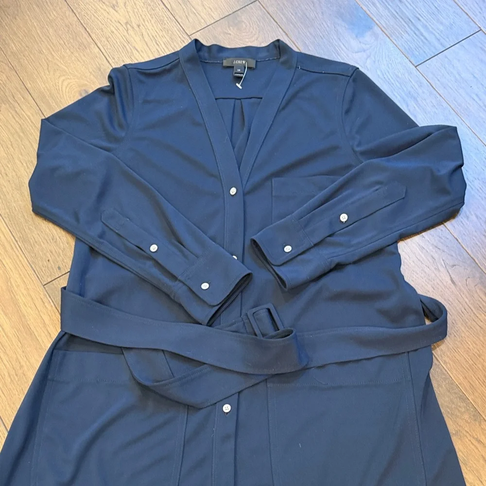 J.CREW Long Sleeve Belted Knit Dress in Navy Blue, Size XS C2-117